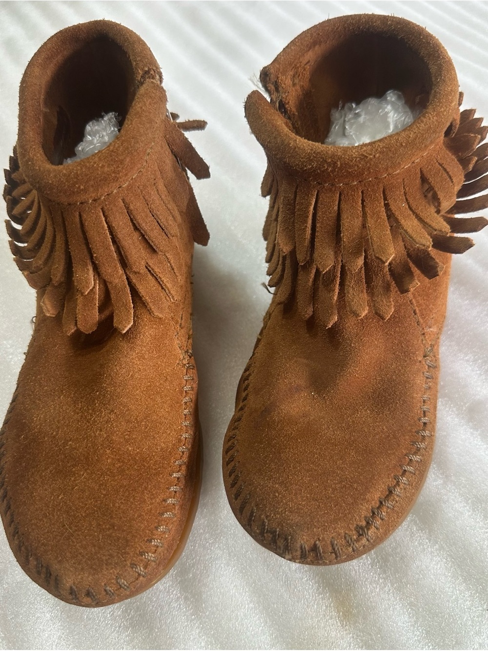 Minnetonka Kids Brown Suede Fringe Moccasin Boots